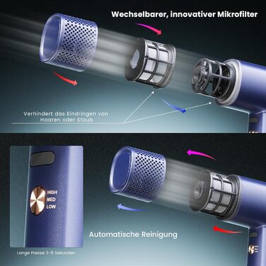 Іонізатор для волосся Föhn: Швидкий фен з дифузором для жінок та чоловіків, 3 режими, 2 швидкості, чорний (блакитний)