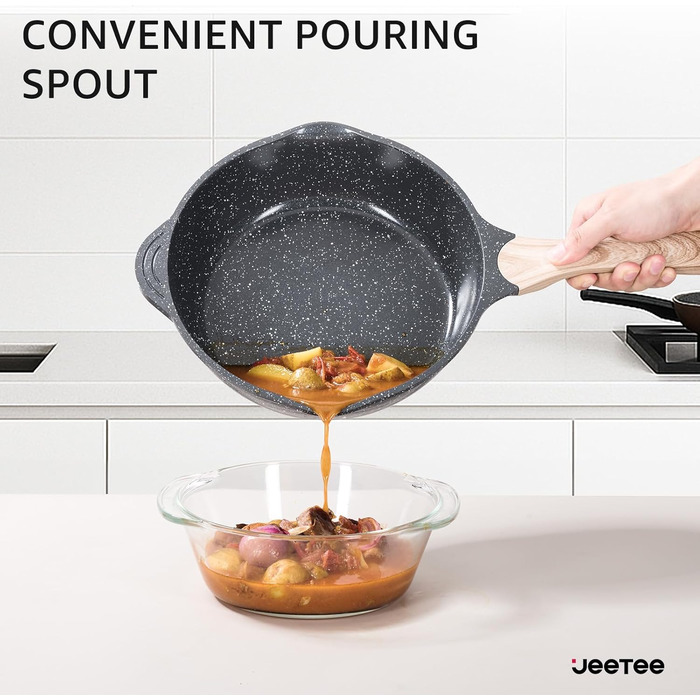 JEETEE 23-Piece Nonstick Granite Cookware Set - Induction Compatible, Pink Cookware Set for All Cooktops - Perfect Housewarming Gift