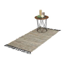 Relaxdays Leather and Cotton Patchwork Rug