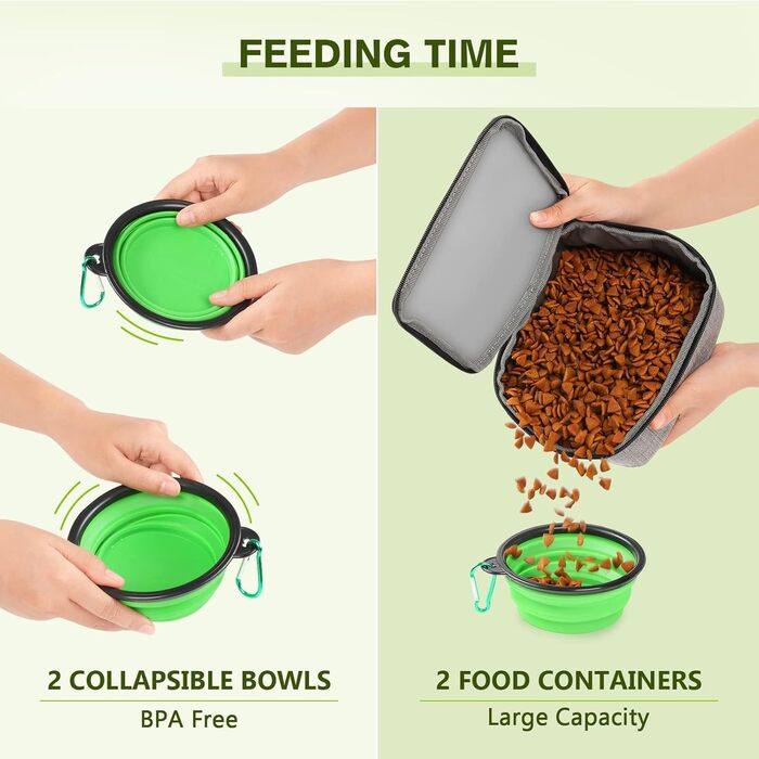 Переносна сумка для собак Pecute, велика переносна сумка для тварин, з 2 кишенями та 2 мисками для собак, сумка для подорожей з собакою, для поїздок, кемпінгу або щоденних прогулянок, сірого кольору 42 * 18 * 30 см, Класична L (42*30*18 см)