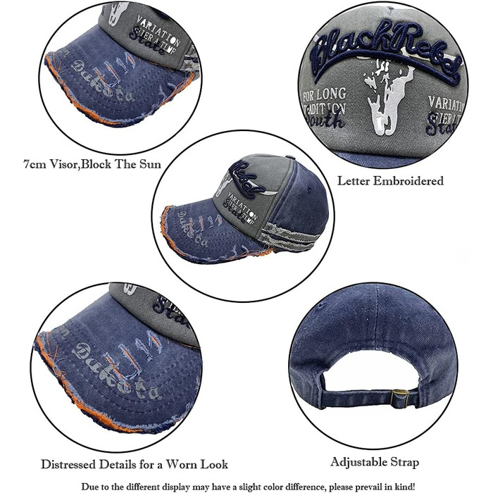 Кепка бейсболка Vintage з бавовни, випрасувана джинсова, ретро, з витертими краями, чоловіча/жіноча, з вишивкою, регульованого розміру, A-Marine