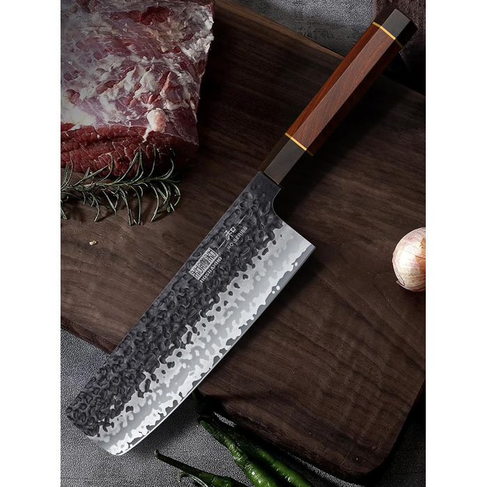 Японський ніж Nakiri для овочів, кухонний ніж з високовуглецевої сталі, професійний овочеріз із 18 см лезом та ергономічною ручкою
