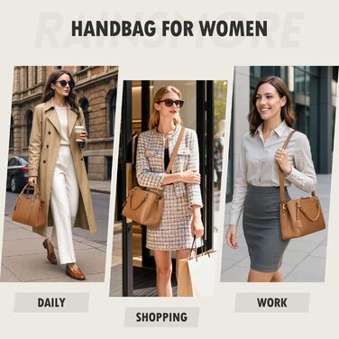 Жіноча сумка RAINSMORE середнього розміру з PU шкіри, коричнева: сумка-тоут, сумка на плече, ручна сумка