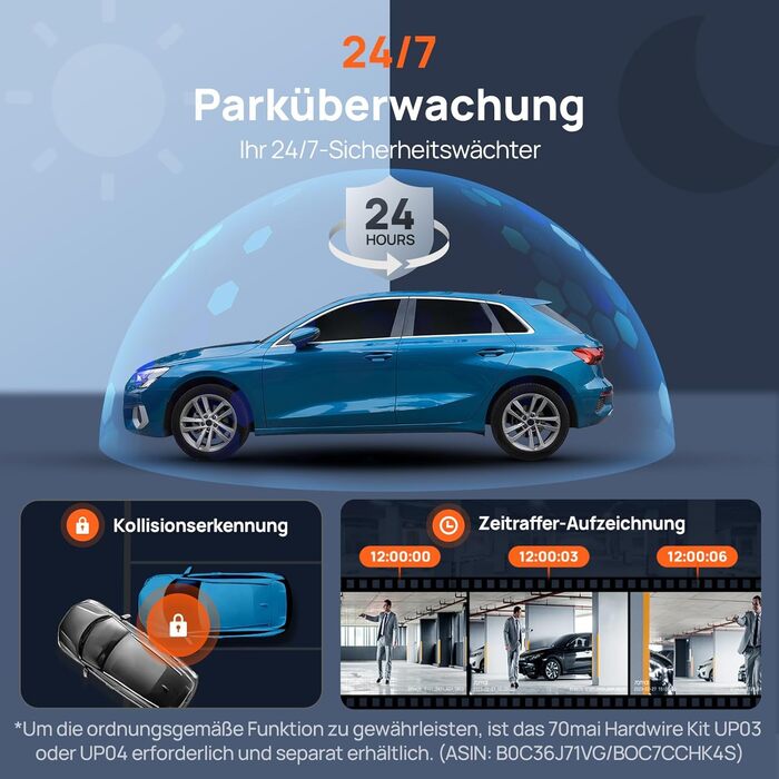 Відеореєстратор 70mai Dash Cam 4K Omni: 4K+1080P, 360° огляд, Dual STARVIS 2 HDR, GPS, WiFi, 4G LTE, 24/7 запис, AI-розпізнавання, нічне бачення, 128GB SD-карта