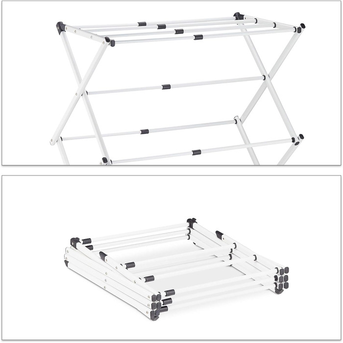 Сушилка для білизни Relaxdays, розкладна, висувна, з 11 стієк, 6 ярусів, металева, біла