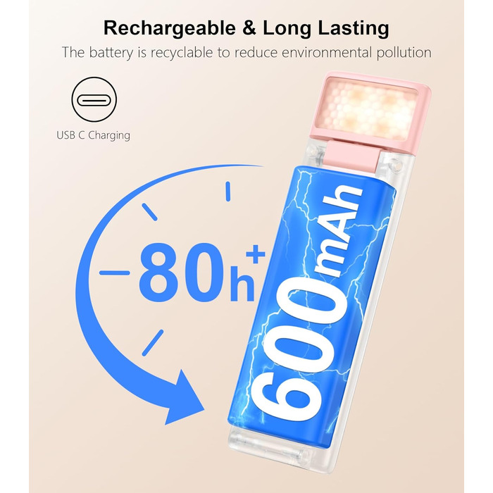 LED-лампа для читання Gritin з USB-зарядкою, кріпленням на книгу, регулюванням яскравості та кольору, для книголюбів (білий/рожевий)