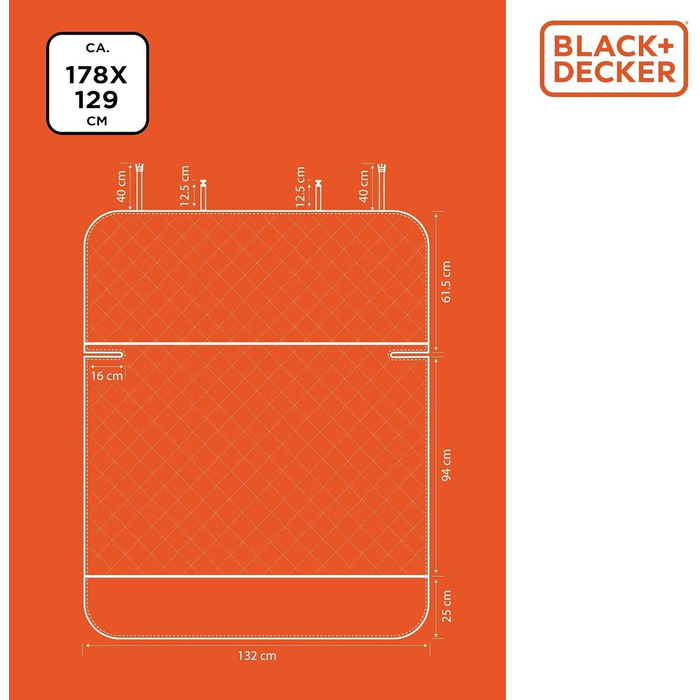 Захисний чохол для багажника BLACK+DECKER для собак - універсальний, неслизький, водовідштовхуючий, 178 x 129 см, чорний