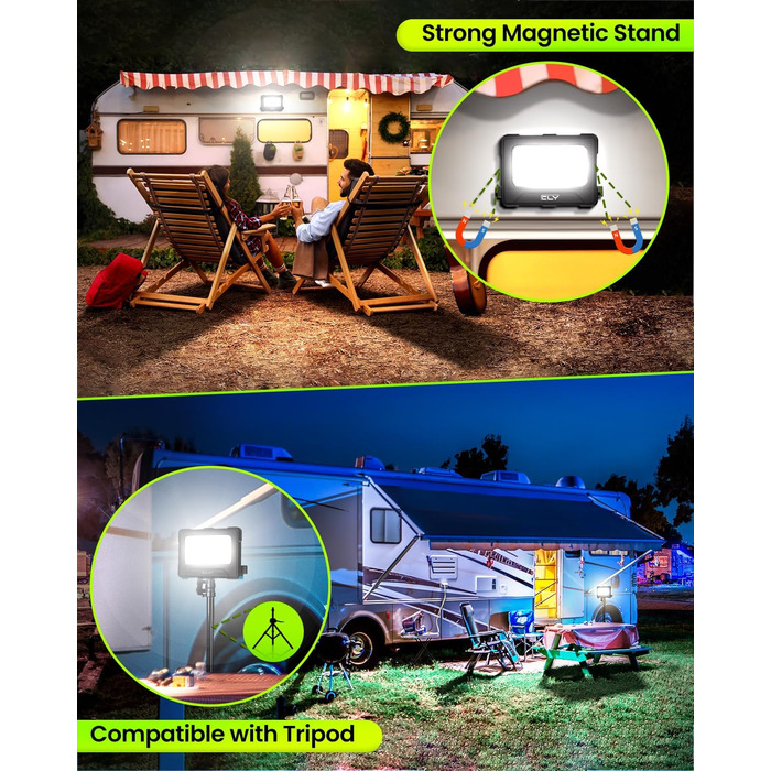80W LED Construction Floodlight Battery Solar Work Light Portable, 4 Light Modes 12000mAh Battery Work Light USB Rechargeable 5 Brightness Levels Camping Lamp Portable Outdoor for Emergencies Construction Site Camping Garage