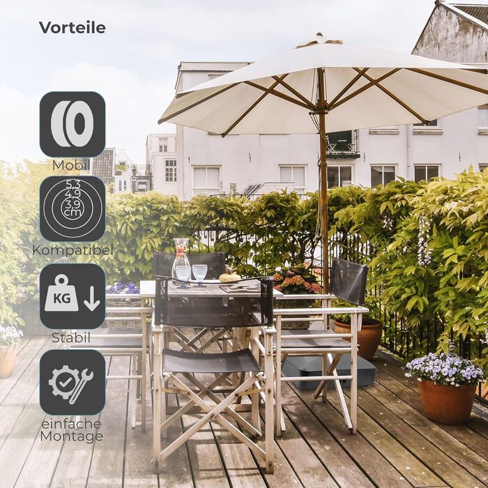 Osoltus umbrella stand 55 x 55cm on wheels, fillable, 43kg
