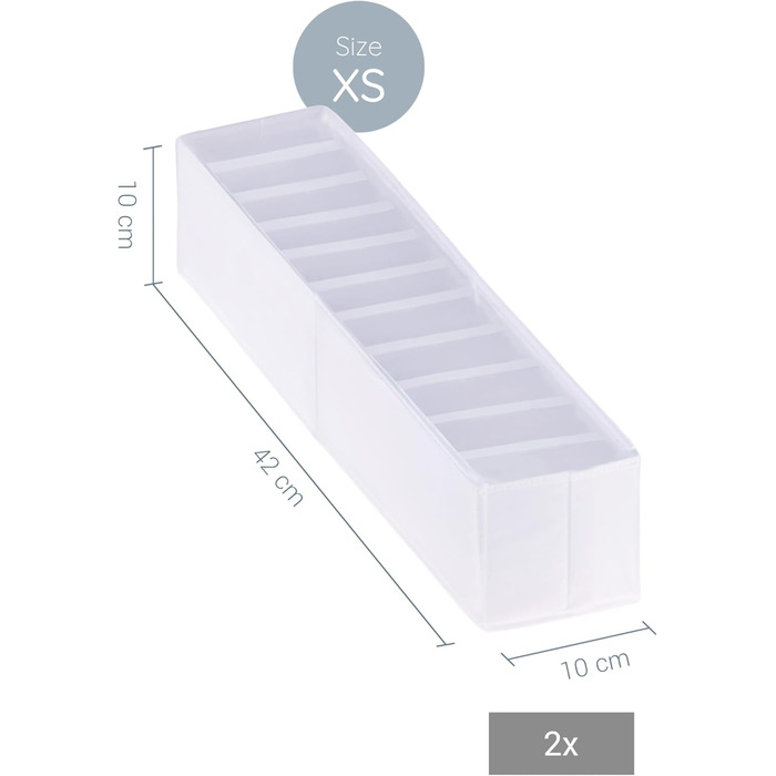 ROW&LINE® – Organizer Set – 11 extra tall compartments for underwear, bras & clothing – Organization system for changing tables – durable & washable for any closet & drawer – white – Size: 4x S (White: 2x Xs)