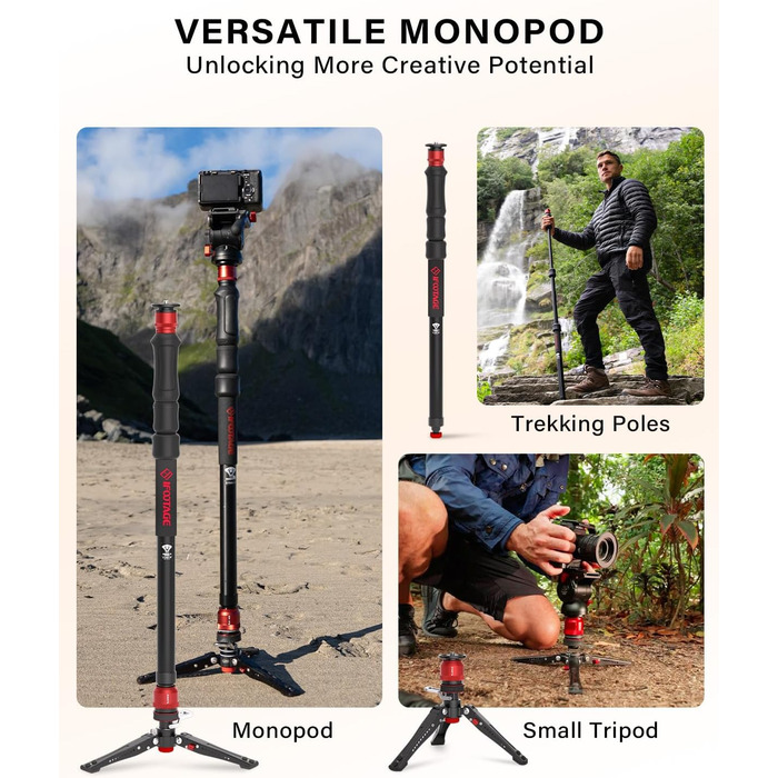 Однонога штатив iFootage Cobra 3 C180F-P з карбону, 181 см, до 8 кг