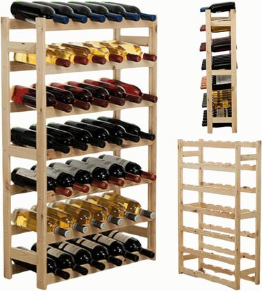 MODO24 Bottle Rack, Wine Rack Wood for 42 Bottles, Wine Cabinet, Wine Stand, Beverage Rack, Wine Bottle Holder, Bottle Organizer, Wine Cabinet, Dimensions 102x63x25 cm, Colors: Natural Wood