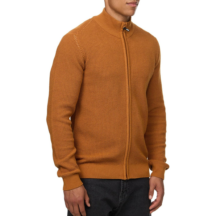 Чоловіча в'язана жилетка Indicode INayton зі стійким коміром та блискавкою | Кардіган з тонкого в'язання для чоловіків (M, Карамель)