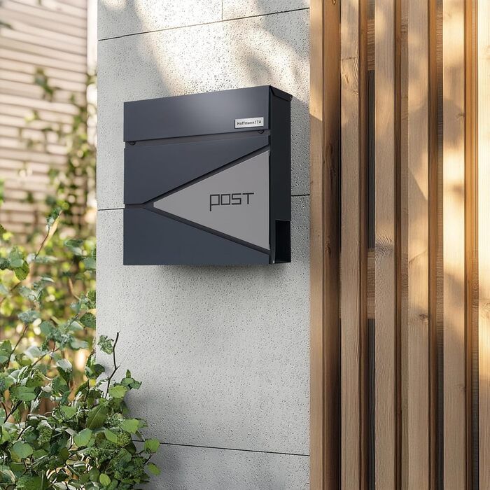 Поштовий ящик Zedelmaier XXL з нержавіючої сталі, індивідуальне гравіювання, 35x35 см, 4 ключі, для листів B5/C4, RAL 7016 Антрацит