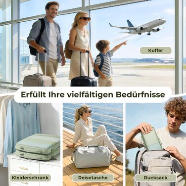 8-кількість компресійних кубиків для одягу, органайзер для валізи, чорний (8 шт., мат-зелений)