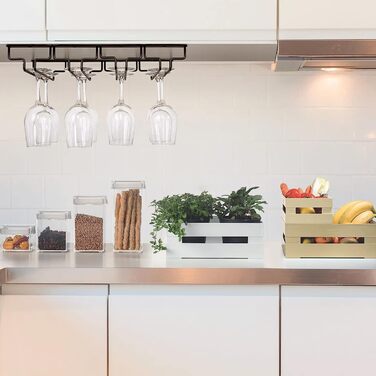 Тримач для келихів вина під шафу, металевий, 4-х рядний, на 8-12 келихів, антикорозійний, для бару, кухні, кафе (знімний), чорний