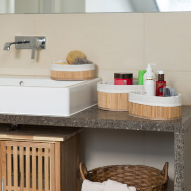 Relaxdays 3-Piece Bamboo Storage Basket Set