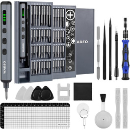 WADEO Міні набір викруток, 82 в 1, прецизійний, магнітний, з регулюванням крутного моменту, LED-підсвічування, для ремонту iPhone, телефонів, ноутбуків, окулярів, годинників