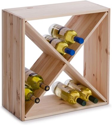 Zeller 13170 Wine Rack, Natural Wood, Cross Design, approx. 52 x 25 x 52 cm, Natural