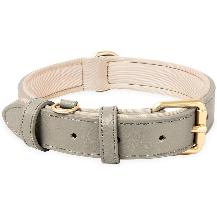 Шкіряний нашийник для собак Heele: надійний, з м'якою підкладкою, регульований, для великих собак, сірий (1 шт.)