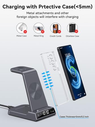 Бездротовий зарядний пристрій 3-в-1 для Samsung Galaxy S25 Ultra, Watch 8/7/Ultra, Buds, сірий колір