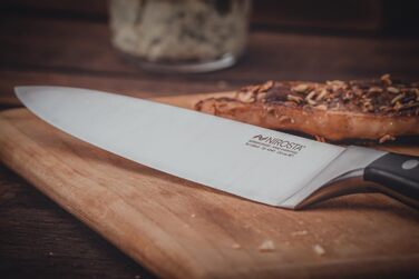 Ніроста Кухонний ніж Trinity 34 см - високоякісна нержавіюча сталь, професійна якість, для овочів, фруктів та іншого, ручне заточування Taper, важка ручка з захистом пальців