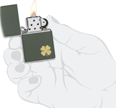 Запальничка Zippo Зелена, Чотирилистник, Матова, Кишенькова