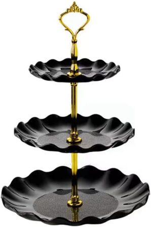 Чотирирівнева стійка для тістечок та капкейків Wagoodter, чорна. Ідеально для вечірок, свят та декору