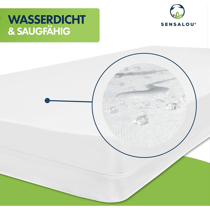 Sensalou Mattress Cover Zippered Encasing for Allergy Sufferers - 180 x 200 cm