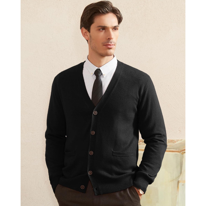 Чоловічий кардиган Kallspin з вовняної суміші, чорний, XL