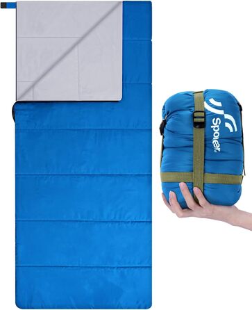Sportneer Summer Sleeping Bag - Lightweight, Waterproof Camping Sleeping Bag for Hiking, Backpacking & Travel (Blue)