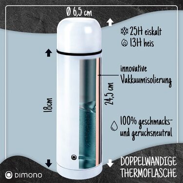 Термос з нержавіючої сталі з чашкою та щіткою, 500 мл; термос-термокана з подвійними стінками, ізольований, не протікає, придатний для миття в посудомийній машині, BPA-free