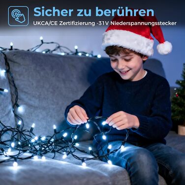 LED гірлянда на ялинку: 250 LED, тепле біле світло, 50 метрів. Водостійка гірлянда для дому та саду з 8 режимами та таймером. IP44, для прикраси на Різдво