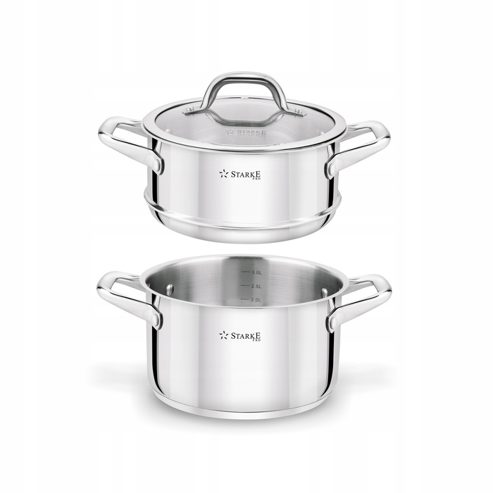 Набір посуду Starke Pro Treviso 10 предметів: каструлі для індукції та газу, сковорода та пароварка