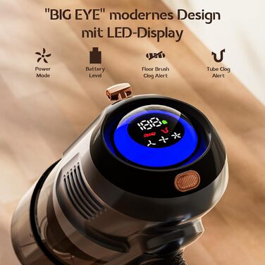 Бездротовий акумуляторний пилосос 45000Pa з антизаплутувальною щіткою, LED-дисплеєм та фільтрацією 99,9%, для прибирання шерсті тварин, килимів, твердих поверхонь та авто (сірий)