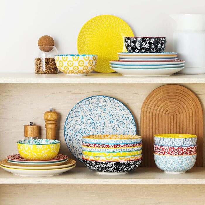 Набір супових тарілок Vancasso Selene, 6 шт, 1200 мл, з пастельного порцеляну – для супу, пасти, салатів, мікрохвильова піч