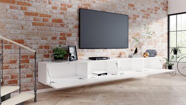4housedesign® TV Board Lowboard Hanging | TV Cabinet Sideboard Living Room | Lowboard Living Room TV Shelf TV Board Hanging TV Cabinet TV 55 Inch - TV Lowboard Black Matt (240 (2x120), White Glossy)