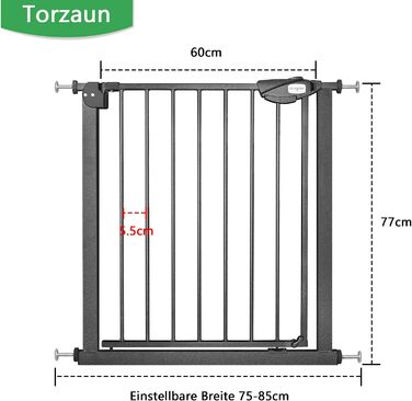 Захист для сходів HENGMEI: сітка для дитячої безпеки на двері, без свердління, 75-85 см, автоматичне закриття, металева сітка, чорний колір