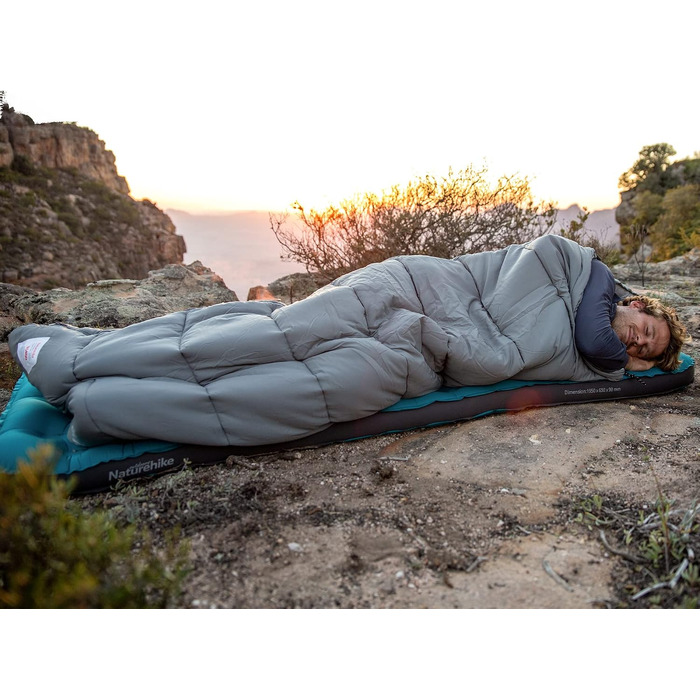 Трисезонний спальний мішок Naturehike з капюшоном, легкий та компактний, наповнювач M300, сірий (ліва блискавка)