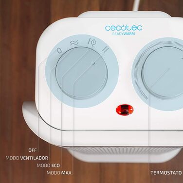 Обігрівач керамічний Cecotec ReadyWarm 6250 Sky Style, 2000 Вт, 3 режими, термостат, осциляція 90°, захист від перекидання та перегріву, до 25 м²