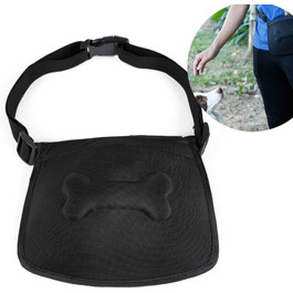 Сумка для корму для собак, сумка для тренувань, кишенька для ласощів з дозатором відходів, магнітна застібка, регульований плечовий ремінь, ідеально підходить для дресирування собак та коней, чорного кольору