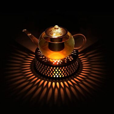 Скляна чайник Creano 1,2л з підставкою, 3-х частинна чайник з нержавіючою сталею та скляною кришкою, для листового чаю, без крапель (800мл)