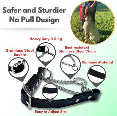 Нашийник для собак Martingale від Jim Hodges, біотану, не тягне, професійна якість, розмір M, чорний