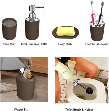 Набір аксесуарів для ванної кімнати, 6 предметів: смітник, тримач для зубних щіток, стакан для зубної пасти, мильниця, дозатор для миючого засобу, зелений