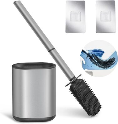 Набір для чищення унітазу HOMEASY з силіконовою щіткою та нержавіючою сталею, з кріпленням на стіну без свердління, сірий