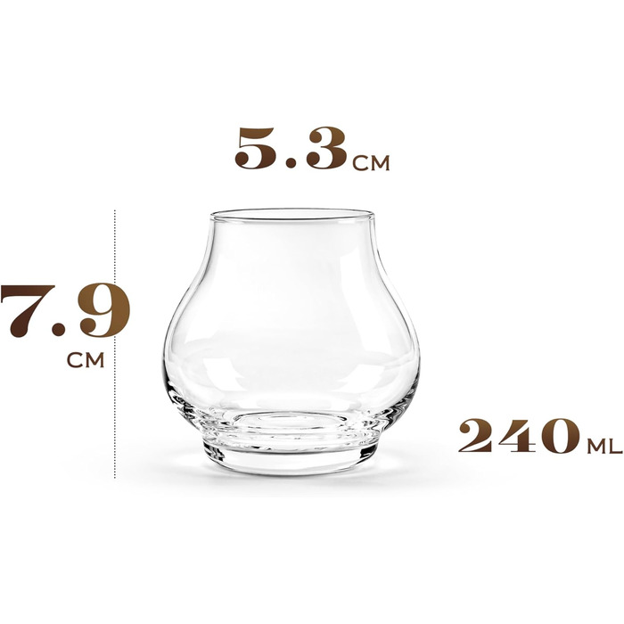 GLASSIQUE GIFT Set - Small 240 ml Brandy and Cognac Professional Tasting and Nosing Glasses | 4-Piece Set | Crystal Dishwasher-Safe Cognac Snifter Stemless | Cognac Glasses Gift Set