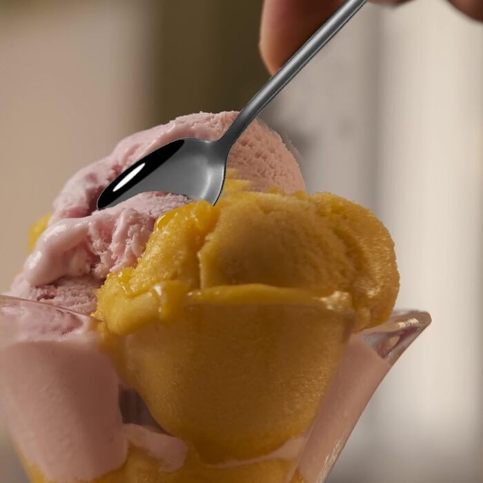 Набір з 6 ложок для лате макіато, довгі ложки для десертів та коктейлів, нержавіюча сталь, 18.7 см