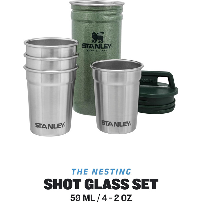 Набір келихів для шотів STANLEY Adventure Nesting 59 мл, зелений (Hammertone) - нержавіюча сталь, без BPA, компактні, для подорожів