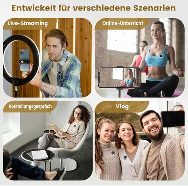 Мікрофон 2-в-1 для iPhone та Android з шумозаглушенням, кейс на 40 годин, магнітна застібка та кріплення для інтерв'ю, 25 метрів (Бежевий)