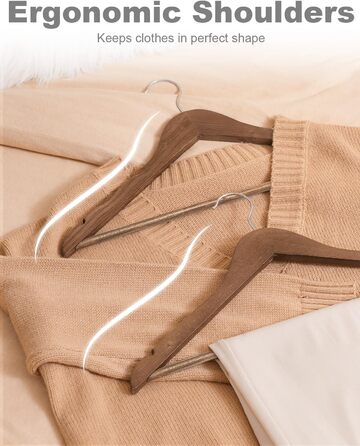 Дерев'яні вішалки для одягу HOUSE DAY (30 шт.) - 360° обертання, захист плечей, для костюмів, сорочок, курток та пальто, горіх